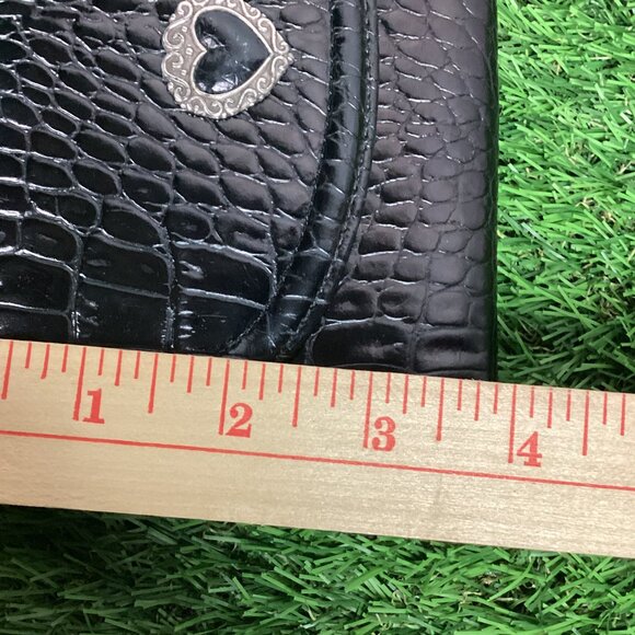 Brighton Black Croc Print Patent Leather Wallet with Crossbody Strap - Picture 14 of 15